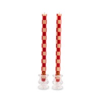 Cherry Check Dinner Candles, Set of 2