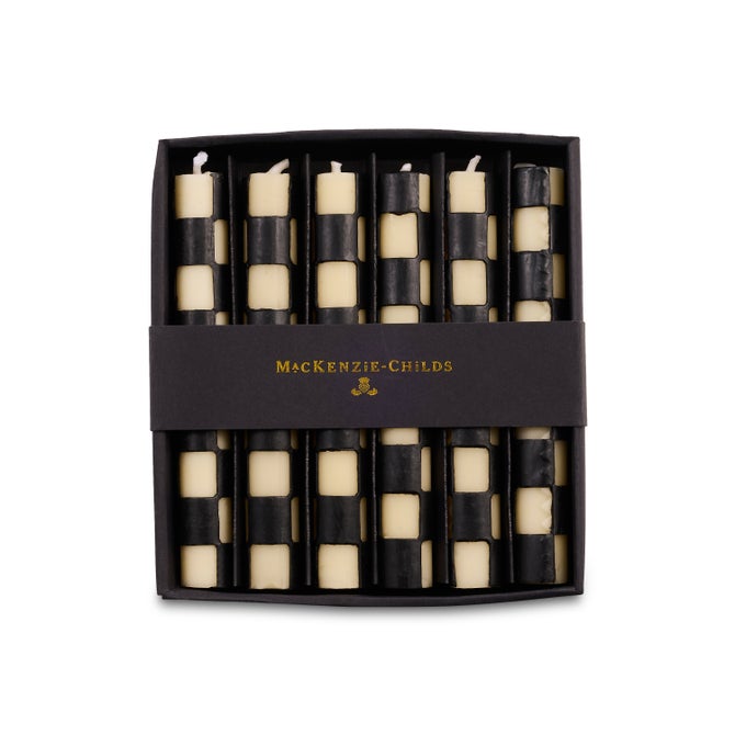 Black Check Mini Dinner Candles, Set of 6 image number 2