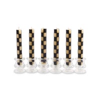 Black Check Mini Dinner Candles, Set of 6