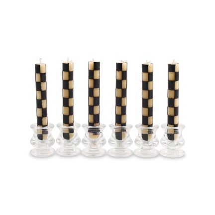 Black Check Mini Dinner Candles, Set of 6