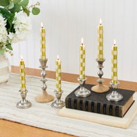 Gold Check Mini Dinner Candles, Set of 6