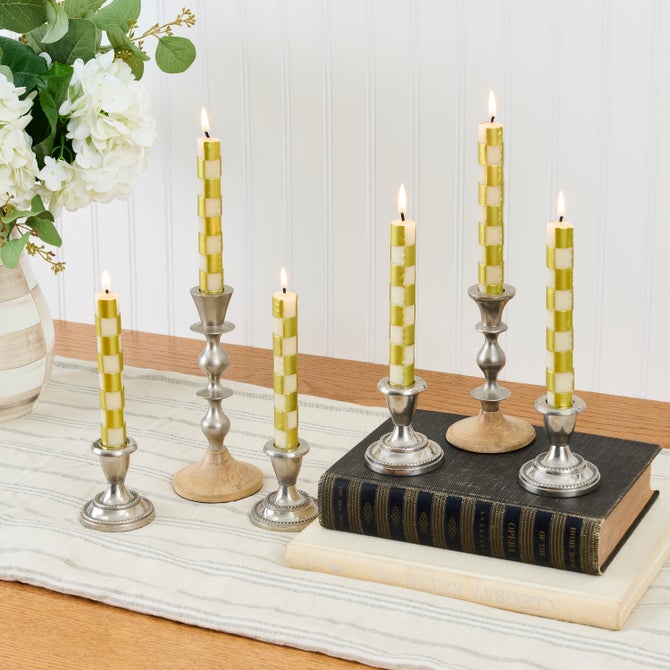 Gold Check Mini Dinner Candles, Set of 6 image number 1