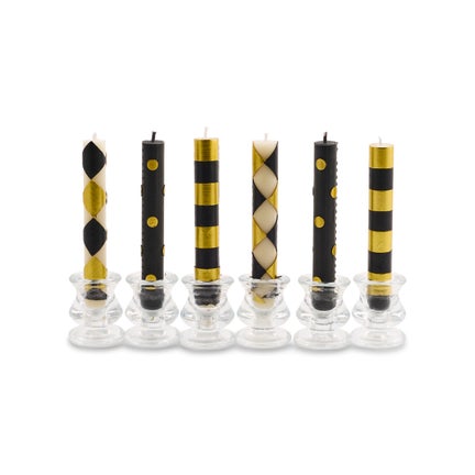 Gold Check Mini Dinner Candles, Set of 6