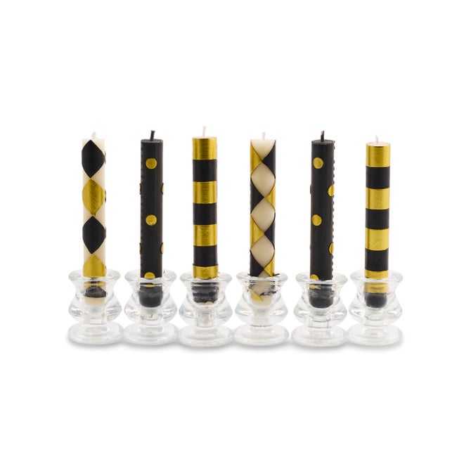 Gold Check Mini Dinner Candles, Set of 6 image number 0
