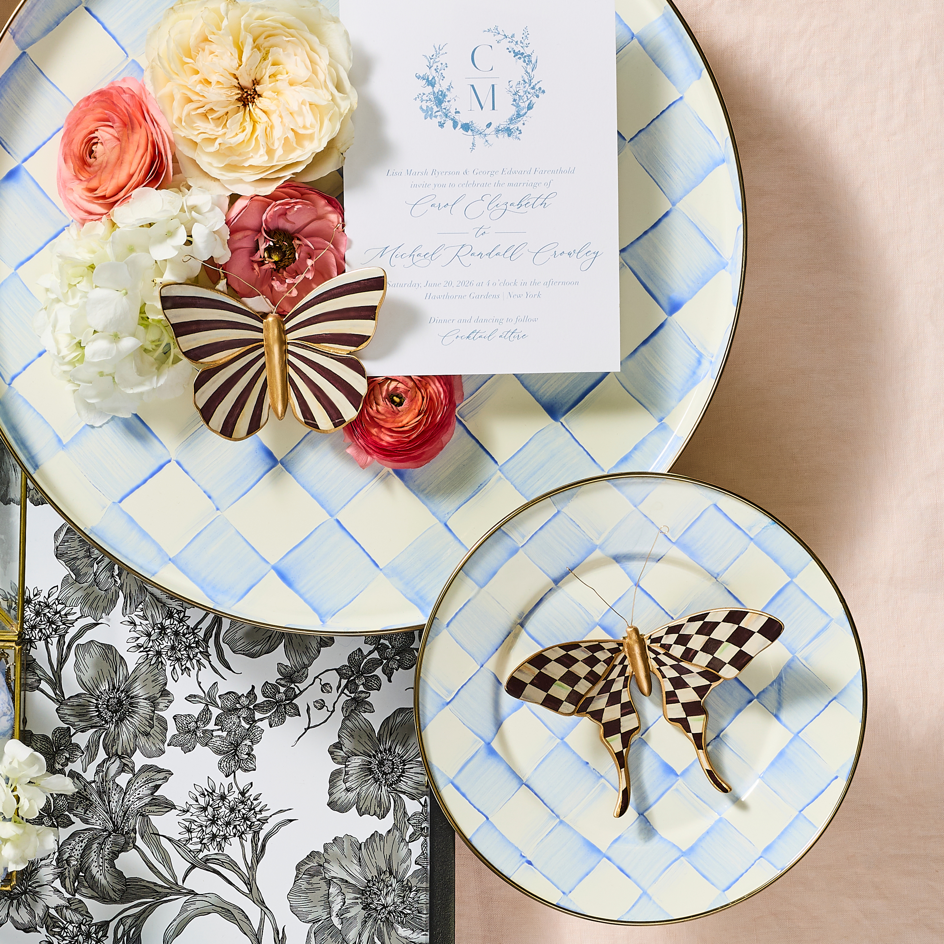 MacKenzie-Childs | Courtly Check & Stripe Butterfly Trio