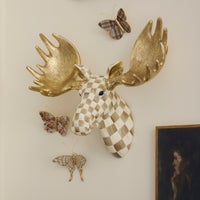 Mocha Check Moose Wall Decor