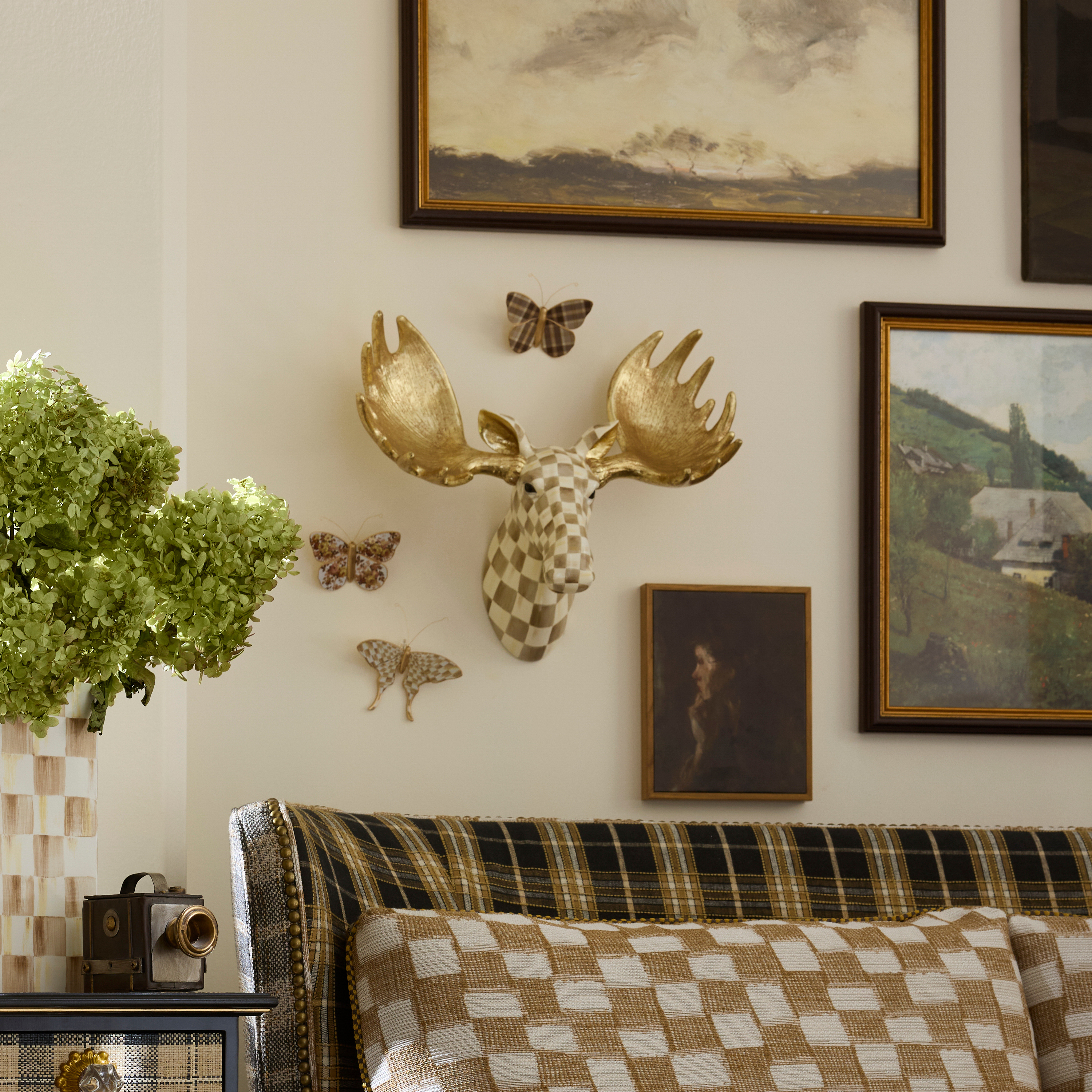 MacKenzie-Childs | Mocha Check Moose Wall Decor