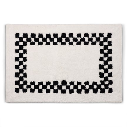 Black Check Hotel Bath Rug