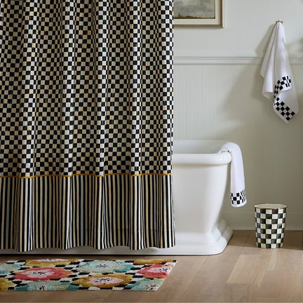 Checkerboard in Bloom Bath Rug