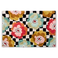 Checkerboard in Bloom Bath Rug