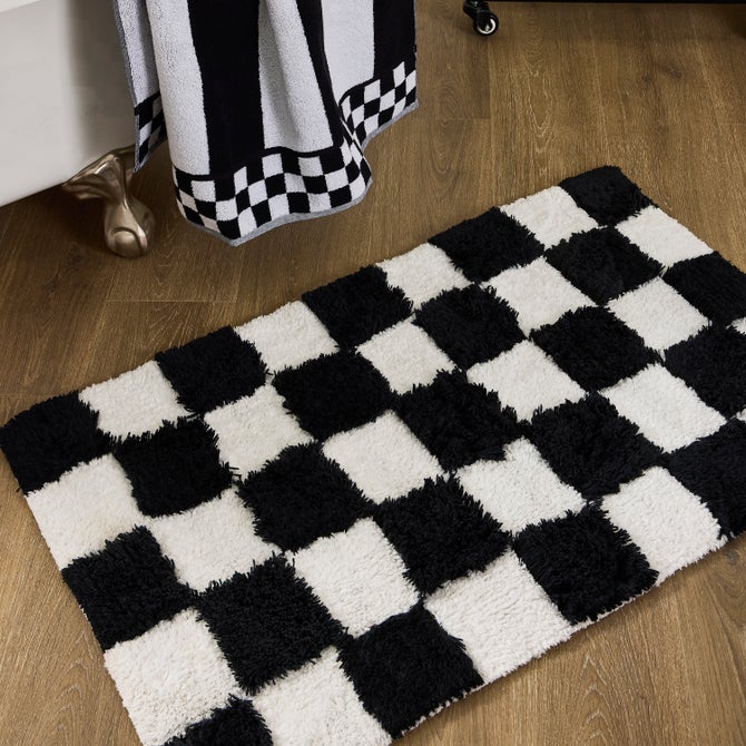 Checkerboard Black Bath Rug image number 1