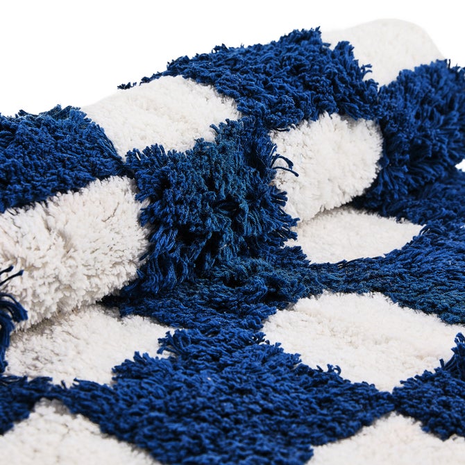 Checkerboard Indigo Bath Rug image number 2