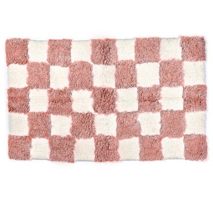 Checkerboard Pink Bath Rug