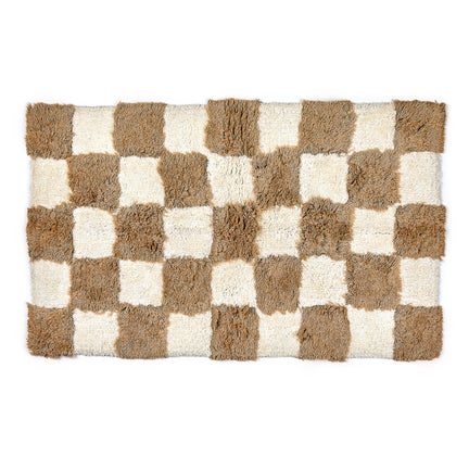 Checkerboard Taupe Bath Rug