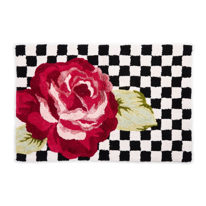 Rose and Check Bath Rug image number 0