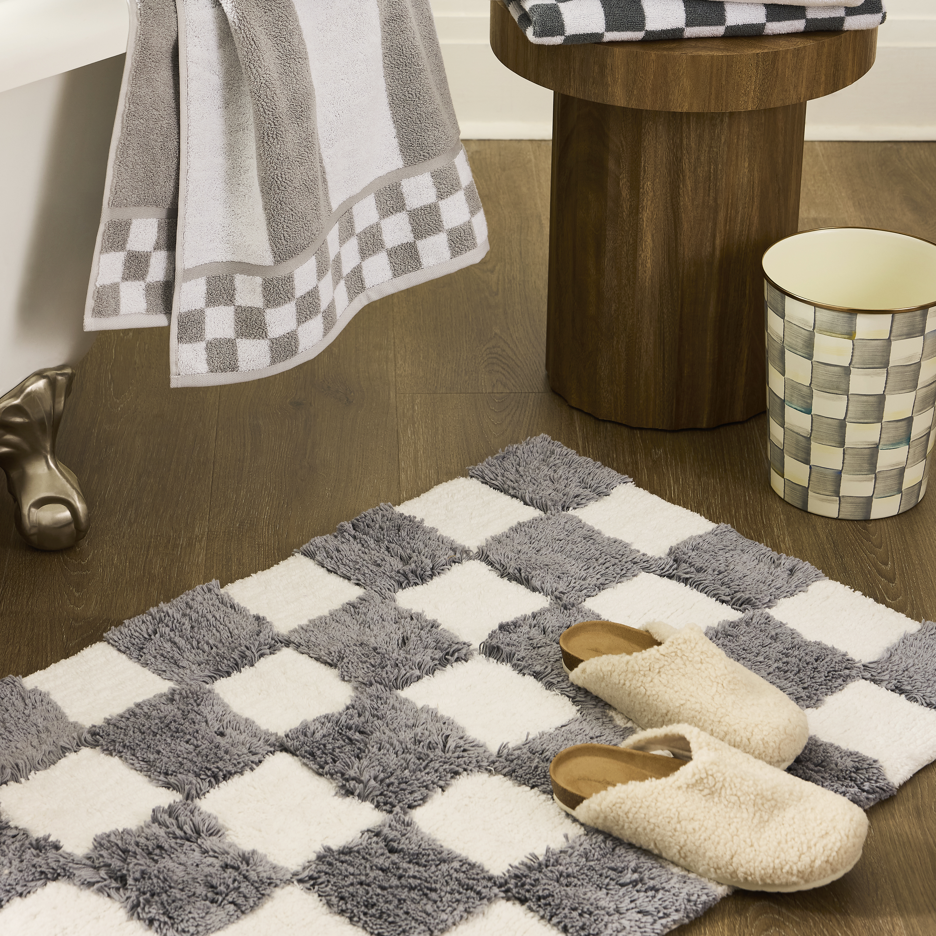 MacKenzie-Childs | Checkerboard Grey Bath Rug