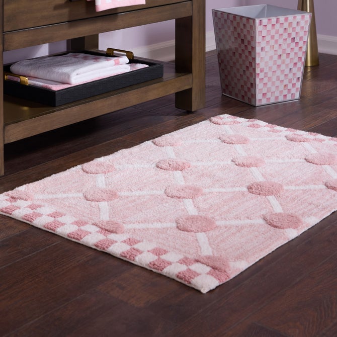 Pink Lattice & Dot Bath Rug image number 1