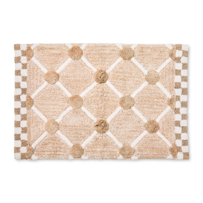 Taupe Lattice & Dot Bath Rug image number 0