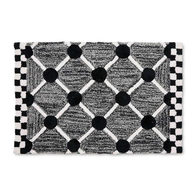 Black Lattice & Dot Bath Rug image number 0