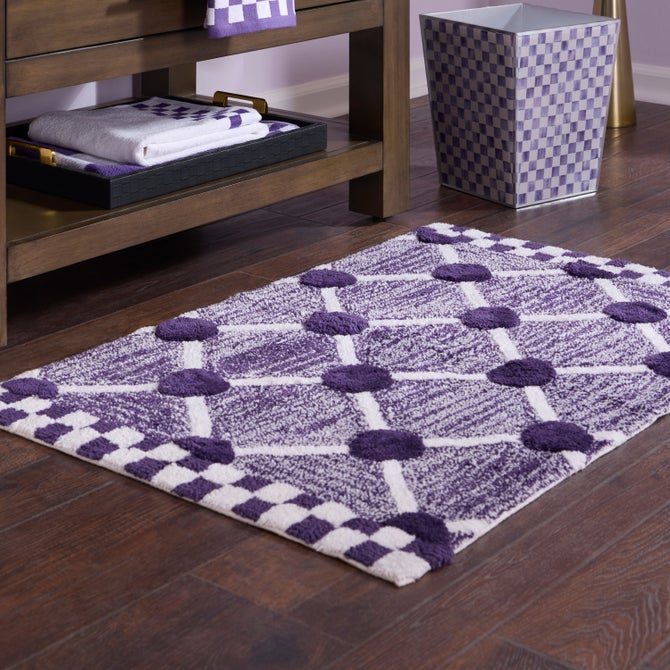 Violet Lattice & Dot Bath Rug image number 1