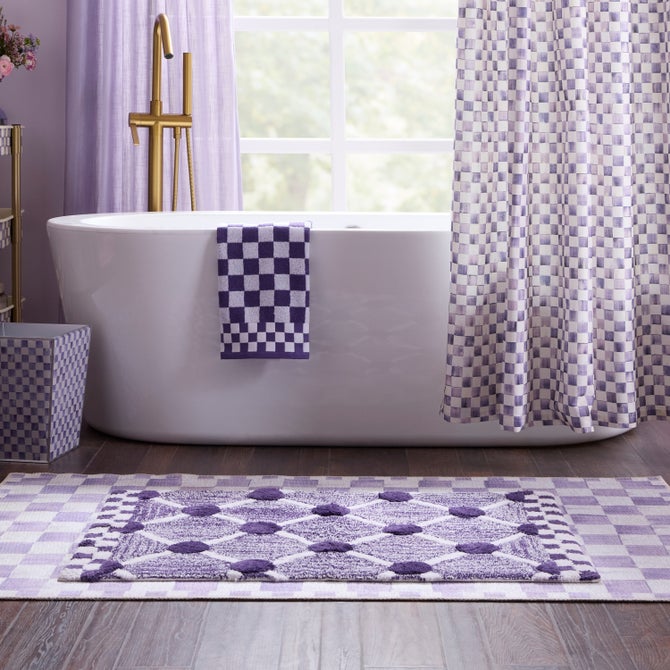 Violet Lattice & Dot Bath Rug image number 2