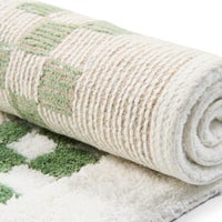 Sage Green Check Hotel Bath Rug