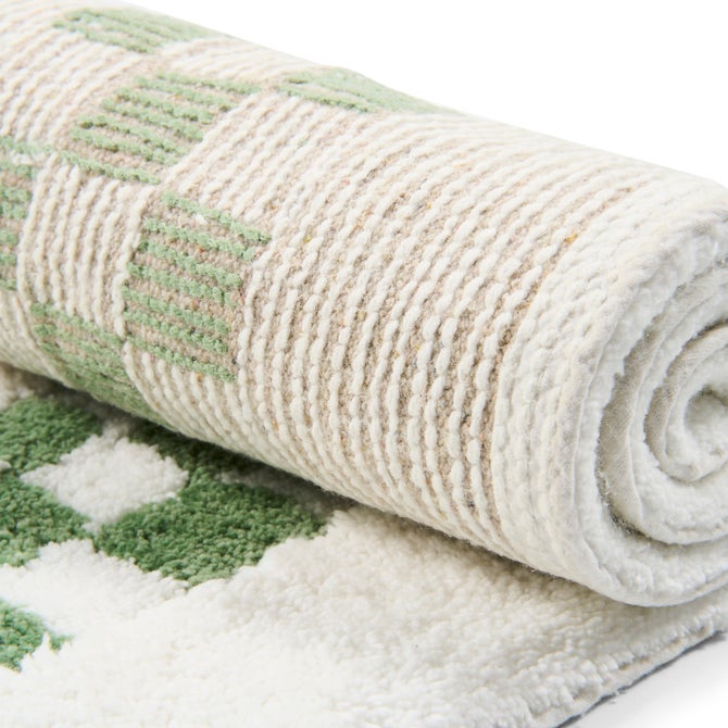 Sage Green Check Hotel Bath Rug image number 2