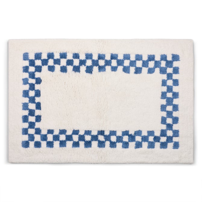 French Blue Check Hotel Bath Rug image number 0