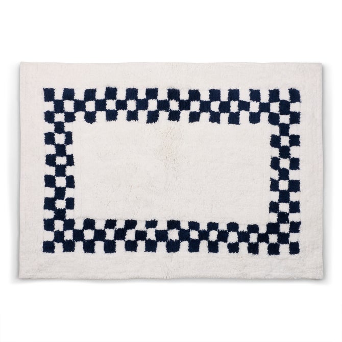 Indigo Blue Check Hotel Bath Rug image number 0