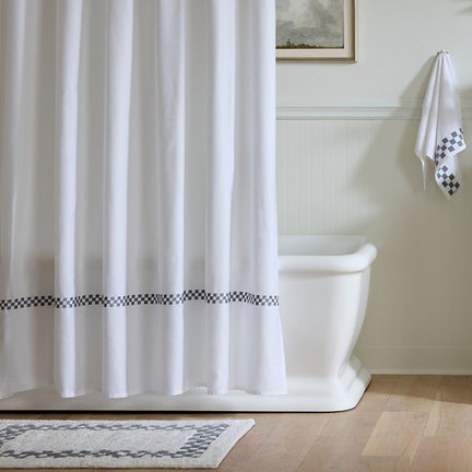 Grey Check Hotel Bath Rug