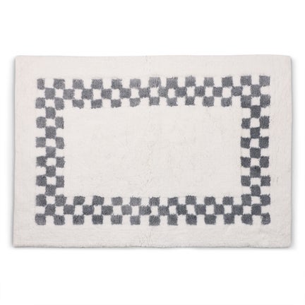 Grey Check Hotel Bath Rug