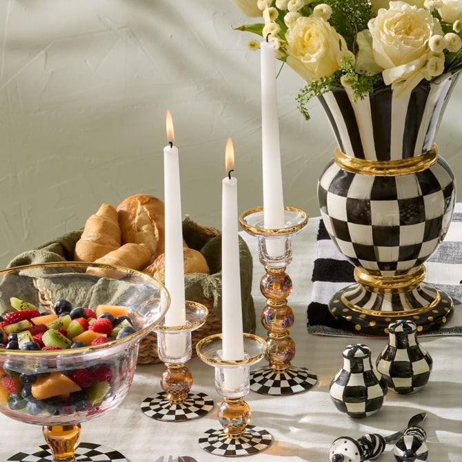 Courtly Check Small Glass Candlestick image number 3