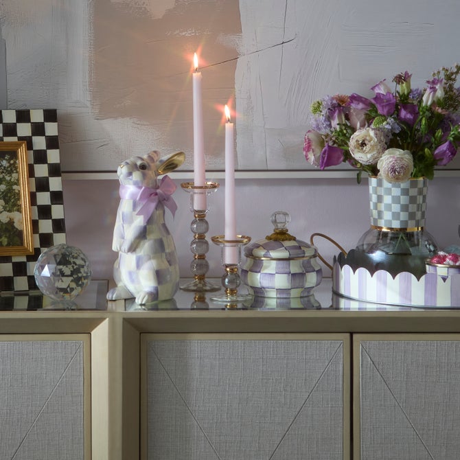 Sterling Check Small Glass Candlestick image number 3
