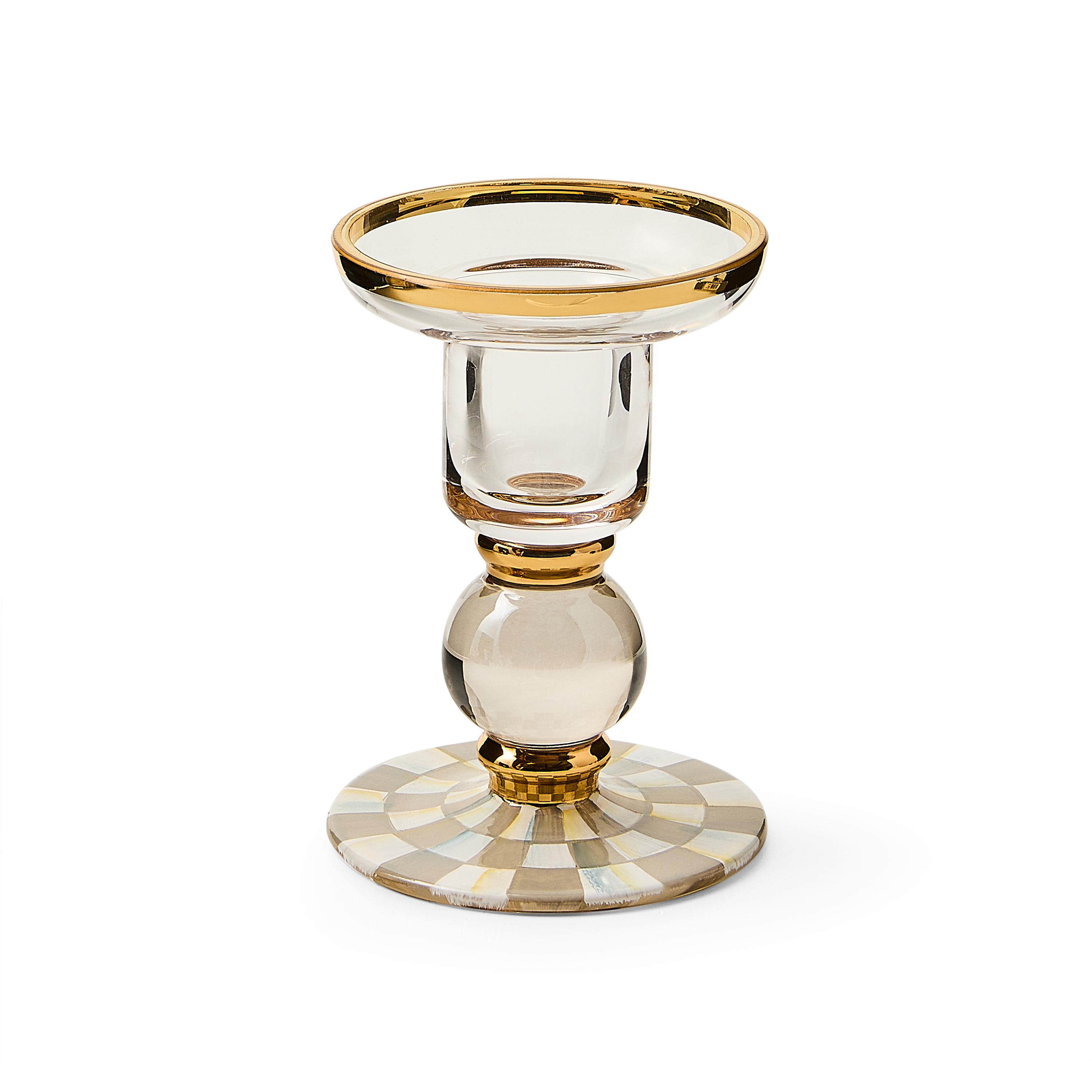Sterling Check Small Glass Candlestick