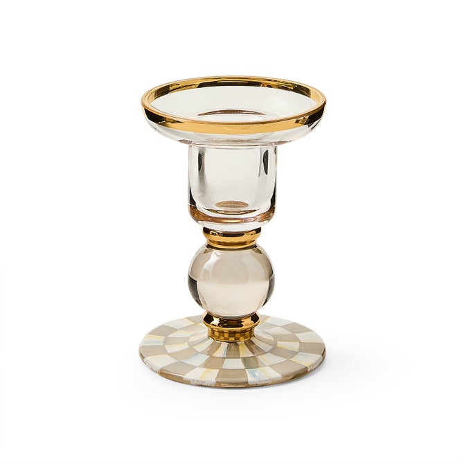 Sterling Check Small Glass Candlestick image number 0