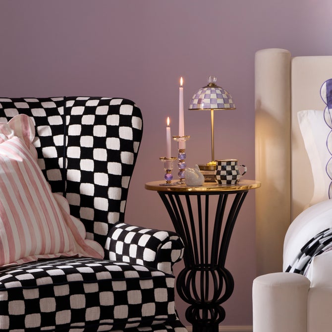 Violet Check Small Glass Candlestick image number 3