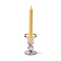 Violet Check Small Glass Candlestick