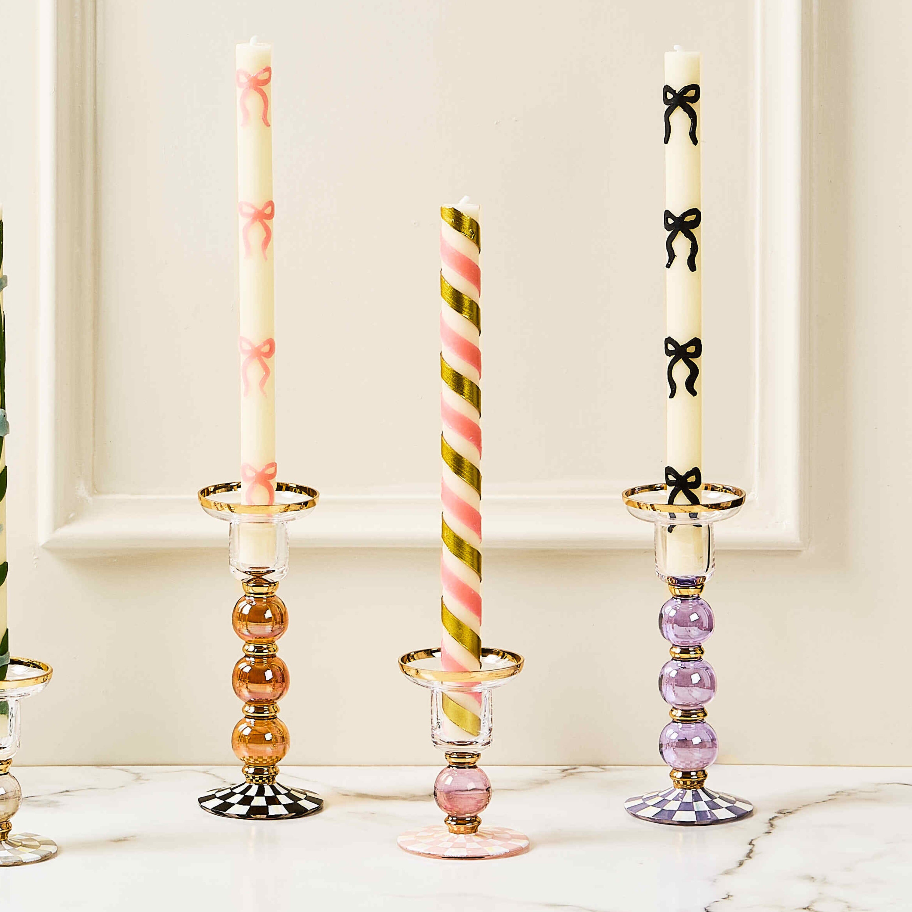 MacKenzie-Childs | Courtly Check Large Glass Candlestick