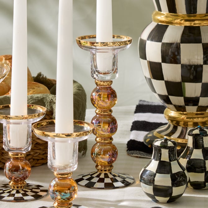 Courtly Check Large Glass Candlestick image number 4
