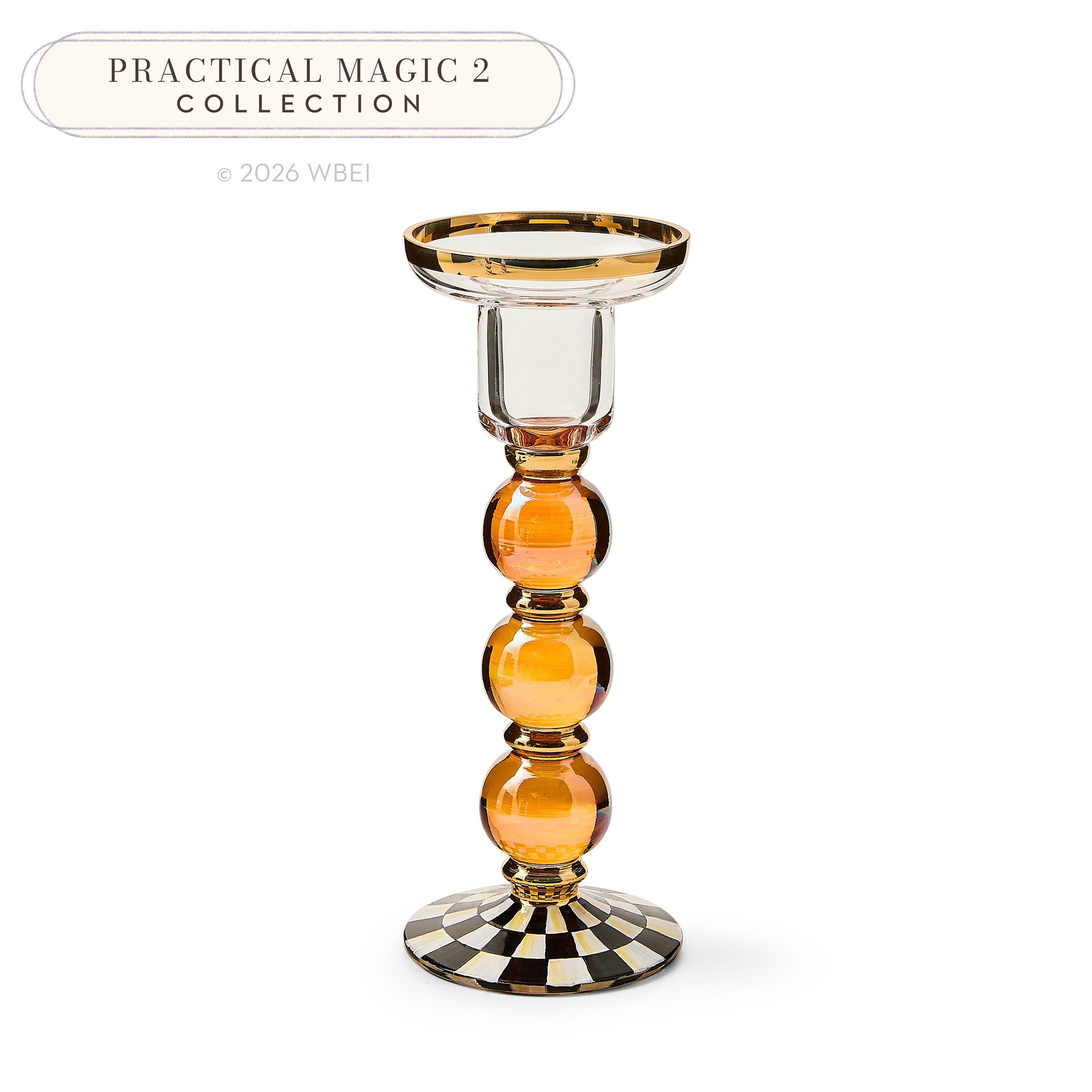 MacKenzie-Childs | Courtly Check Large Glass Candlestick