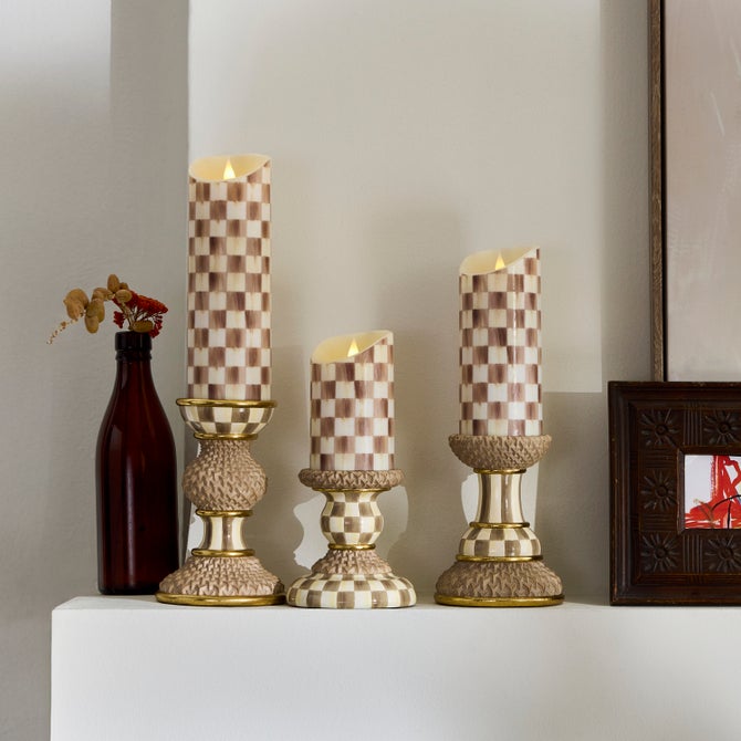 Mocha Pillar Candle Holders, Set of 3 image number 1