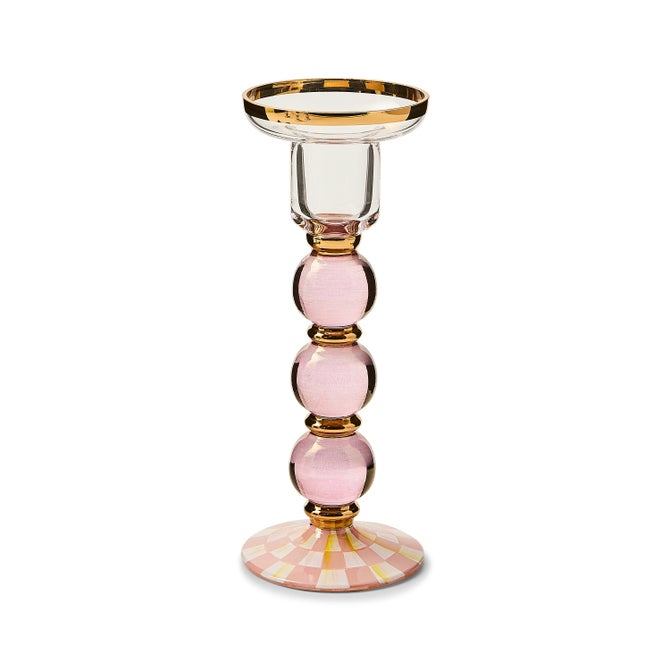 Rosy Check Large Glass Candlestick image number 0