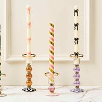 Violet Check Large Glass Candlestick