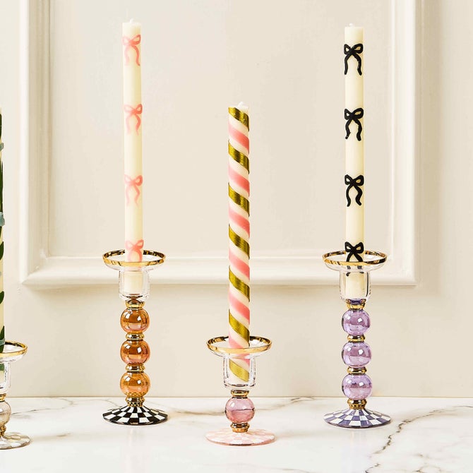 Violet Check Large Glass Candlestick image number 4