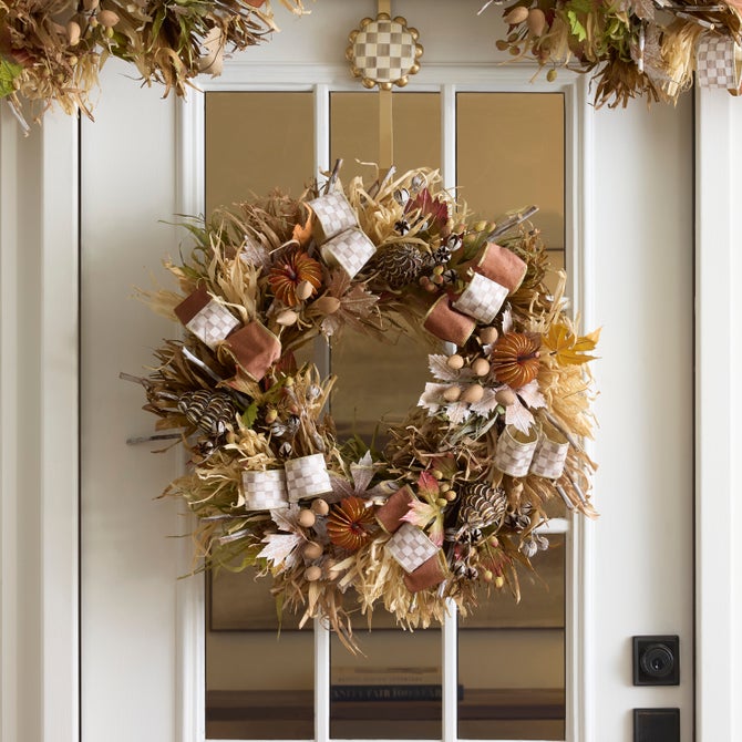 Mocha Check Harvest 25" Wreath image number 1