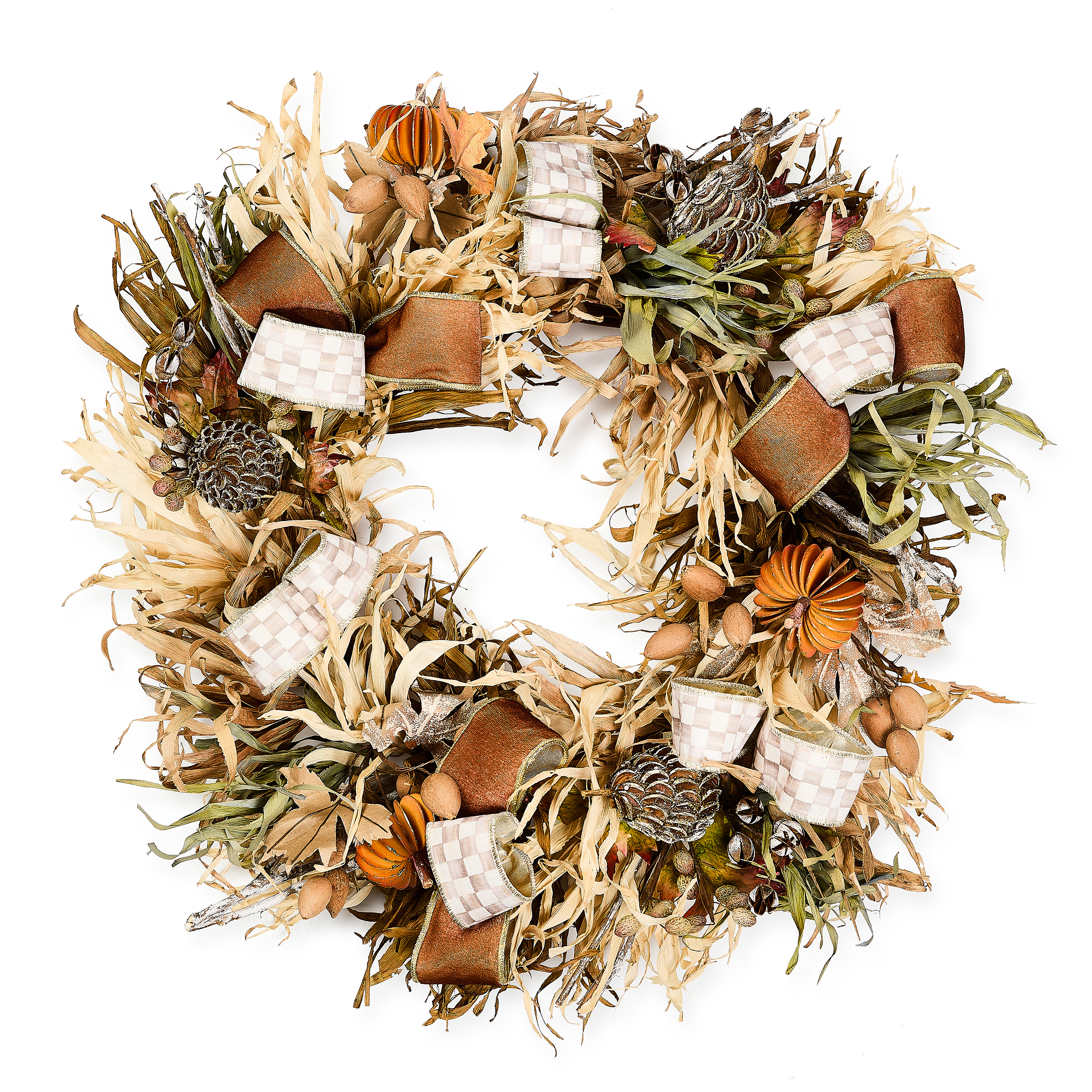 Mocha Check Harvest 25" Wreath