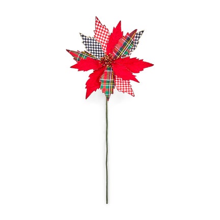 Timeless Tartan Poinsettia Stem