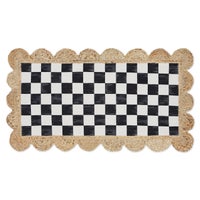 Black Check with Jute Scallops 1'11.25" x 3'8.5" Rug