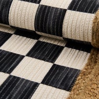 Black Check with Jute Scallops 2'6" x 7'11" Runner