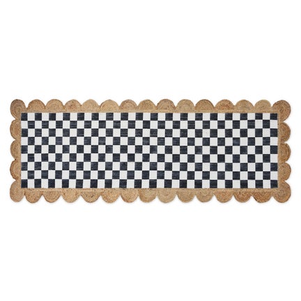 Black Check with Jute Scallops 2'6" x 7'11" Runner